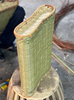 手工竹编枕头竹凉枕睡眠睡觉单人枕脊椎竹凉枕(配枕套和凉扇)