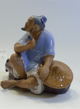 中式古代人物陶瓷耕农假山盆景摆件人物造景装饰家居书桌装饰品