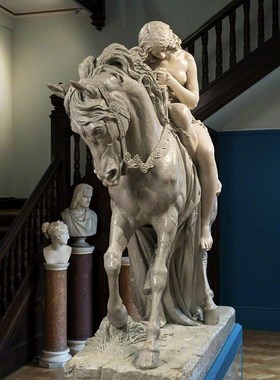 石雕艺术品定制汉白玉骑马女人雕像制作展馆工艺品铜雕摆件欧式