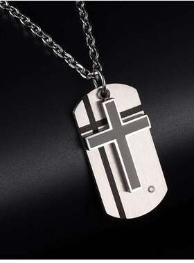 Titanium steel cross pendant tendy mens two-in-one chain te
