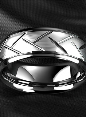 Fashion Mens Silver Color Black Stainless Steel Ring