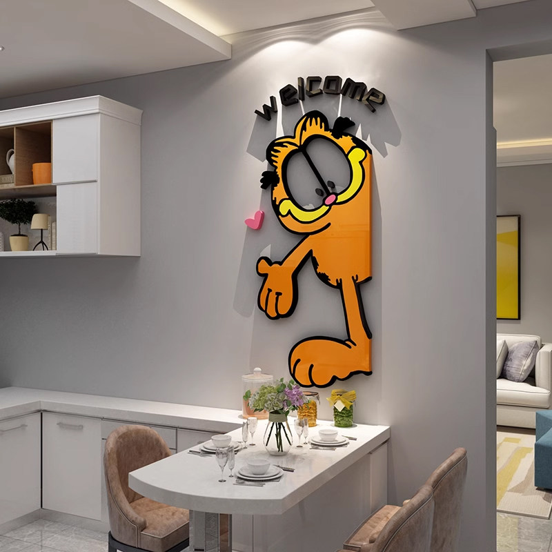 欢迎回家电梯入户门贴纸加菲猫儿童房间墙面装饰卧室玄关背景布置,淘宝优惠券,粉丝福利购,淘宝优惠卷