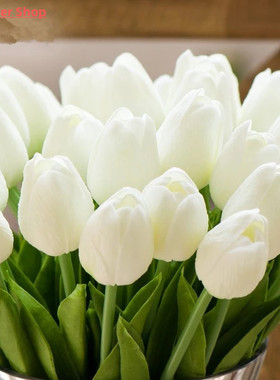 10pcs Artificial Tulip Flowers White Yellow Real Touch Tulip