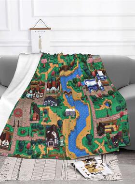 Stardew Valley Town Map Knitted Blankets Fleece video game m