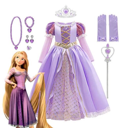 Rapunzel Princess Dress for Children Birthday Carnival Hallo - 图0