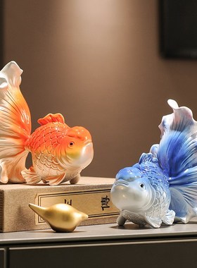 年年有余客厅电视柜酒柜办公室玄关装饰品招财乔迁新居礼品鱼摆件