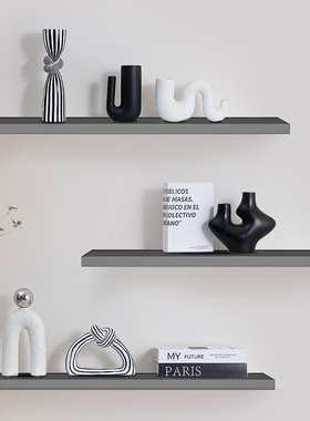 现代黑白抽象艺术家居酒柜装饰品摆件客厅玄关电视柜办公室软装饰