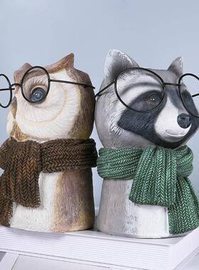 花瓶创摆动物花瓶件饰动物树脂花品瓶装美式意客厅花园戴眼镜动物