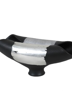 代新中式手工陶银灰色罐形花器花现瓶创意摆件面桌CZD餐厅瓷样板