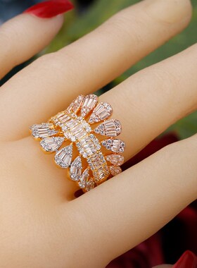 New rendy Big CZ Rings Statement Rings for Women Cubic Zirco