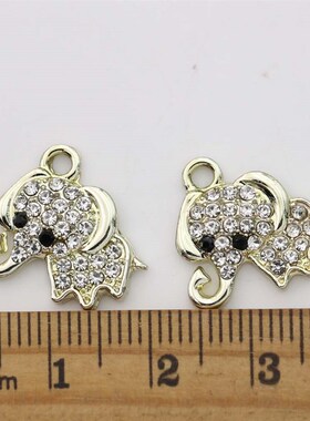10Pcs Silver Plated Crystal Elephant Charm Pendant for Jewel