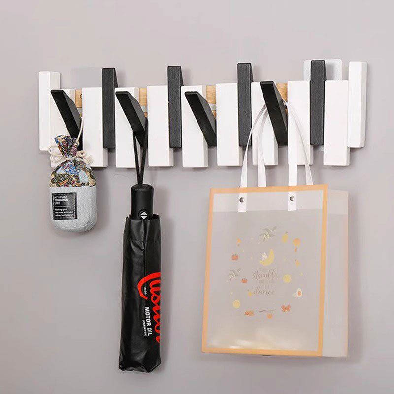 彩色琴键挂钩实木挂衣钩墙壁玄关入户门挂钩墙上免打孔创意进门后,淘宝优惠券,粉丝福利购,淘宝优惠卷