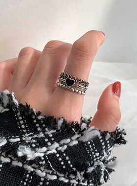 Vintage Trendy LOVE Heart Adjustable Rings Punk Hip Pop Angl