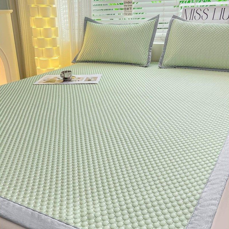 类母婴级冰丝纯色冰豆豆凉席三件可折叠床笠床裙款凉席可水洗,淘宝优惠券,粉丝福利购,淘宝优惠卷