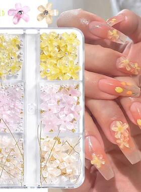 6Grids Acrylic Flower 3D Nail Art Decorations Resin Charms G