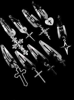 Hiphop Rock Metal Cross Flower Star Hair Clips for Girls Fem