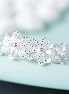 Silver Plated Flower Petals Rings For Women Girl Sweet Simpl