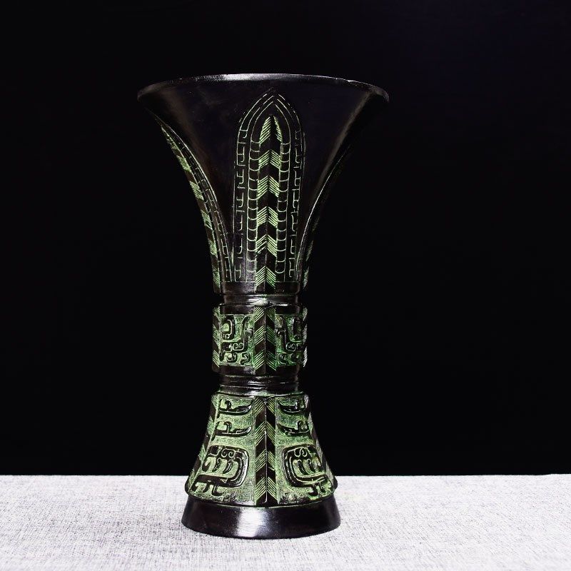 天花觚花瓶花插仿古青铜器摆件酒器觯工艺品创意装饰桌面汉婚道具,淘宝优惠券,粉丝福利购,淘宝优惠卷