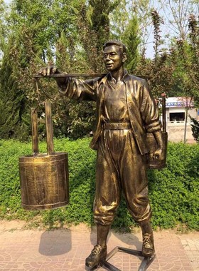 玻璃钢雕塑仿铸铜民俗农耕户外人物学校园林景观水泥雕塑摆件定制