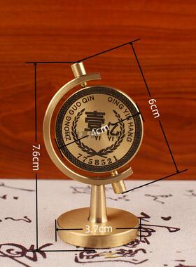 纯铜小目标一个亿摆件转转1亿地球仪车载摆件办公桌面工艺品
