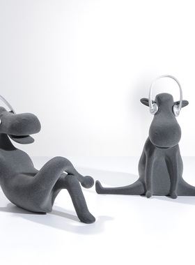 现代创意植绒音乐狗动物摆件卡通雕塑艺术品样板间儿童房客厅软装