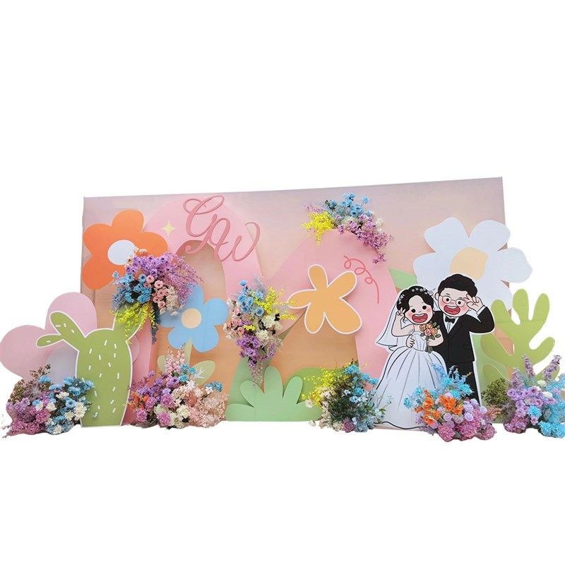 订婚宴布置装饰婚礼卡通人形立牌背景墙结婚高级感创意迎宾牌kt板,淘宝优惠券,粉丝福利购,淘宝优惠卷
