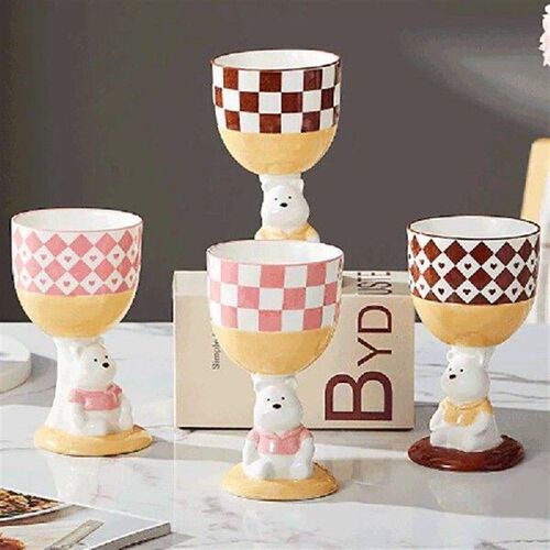 New 1PC Cute Pink Bear Base Drinkware Ceramic Creative - 图1
