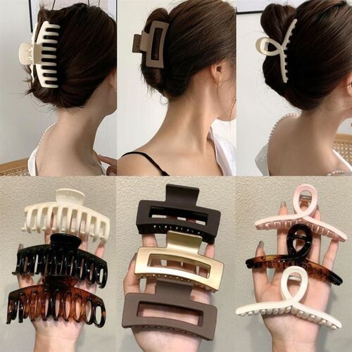 发夹Hot Sale Solid Color Claw Clip Large Barrette Crab Hair - 图0