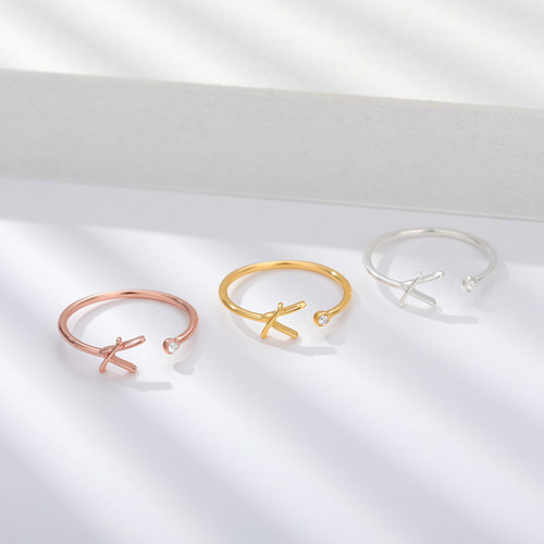 A-Z Initial Rings for Women Open Adjustable Stainless Steel - 图3