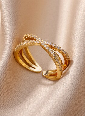 Fashion Gold Color Stainless Steel Rings For Women Chain