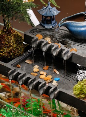 流水鱼缸招财生财悬空摆件家居客厅装饰品水循环景观乔迁开业礼品