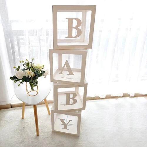 Transparent Letter Baby Shower Box Birthday Wedding Custom N - 图0
