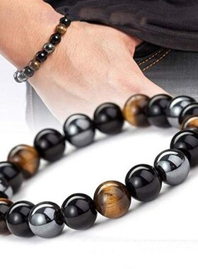 Natural Black Obsidian Hematite Tiger Eye Beads Bracelets Me