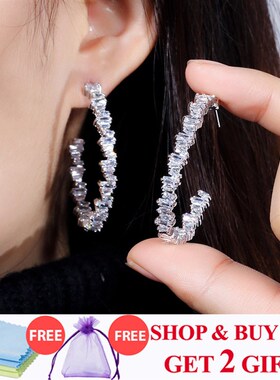 ThreeGraces Shiny Irregular Baguette CZ Crystal Big Rose Gol