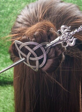 Vintage Viking Triangle Celtic Hair Clip Sword Hairpin Women