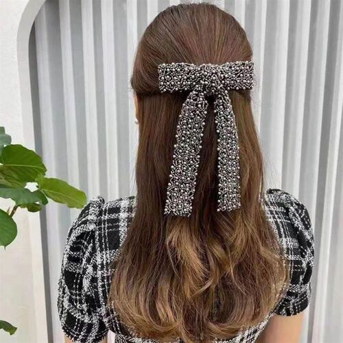 New Beads Hair Bow Clips Solid European rendy Headdress Pear - 图3