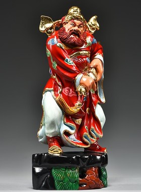 彩绘黑檀木雕天师福神钟馗像摆件实木客厅家居玄关装饰红木工艺品