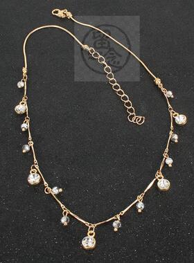。Simple style alloy diamond clavicle chain personalized ret