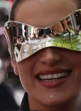 Futuristic Sunglasses for Women Men Silver Mask Sun Glasses