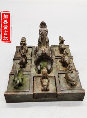 古玩杂项仿古老铜器十二生肖九龙至尊印章摆件老物件收藏铜器篆印