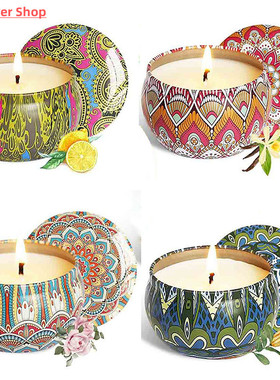 Smokeless Tinplate Scented Candles Gift Set Natural Soy Wax