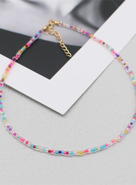 Simple Seed Beads Strand Choker Women String Beaded Short  B