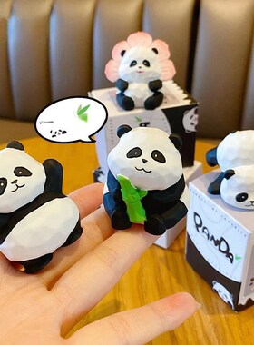Panda Ornament Resin Wood Carving Style Creative and Exquisi