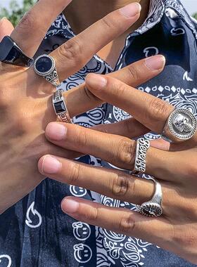 Geometric Crystal 6-piece ring Alloy Vintage Ring man