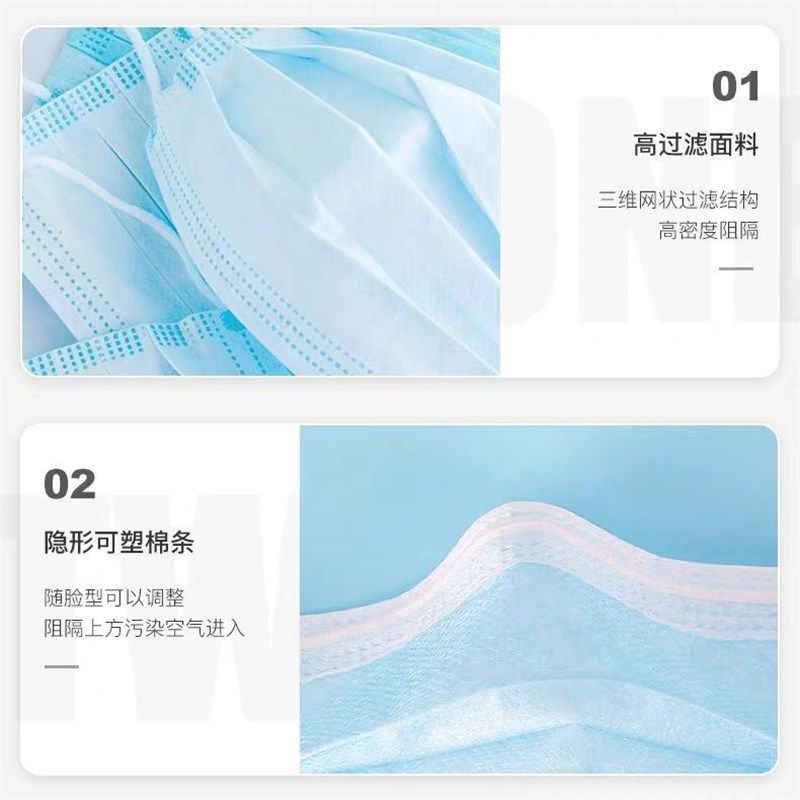 【整箱2000只】一次性三层口罩防尘防飞沫透气含熔喷布口鼻罩,淘宝优惠券,粉丝福利购,淘宝优惠卷