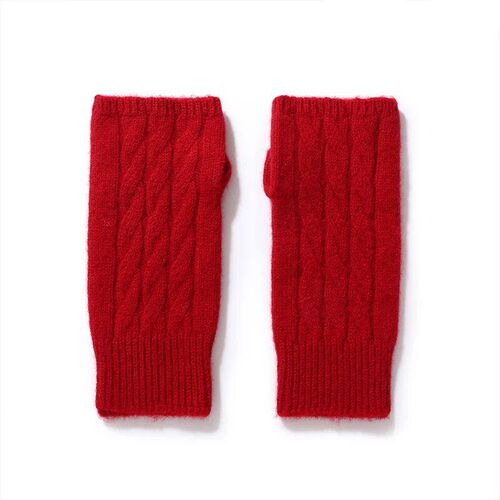 Winter Wool Twisted Short Fingerless Gloves For Women Solid - 图2
