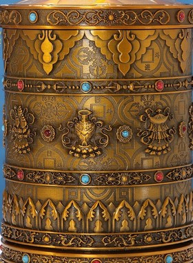 唐多括罗锌合金嘛呢轮家用电动转轮玄关装饰摆件藏族插电转动筒