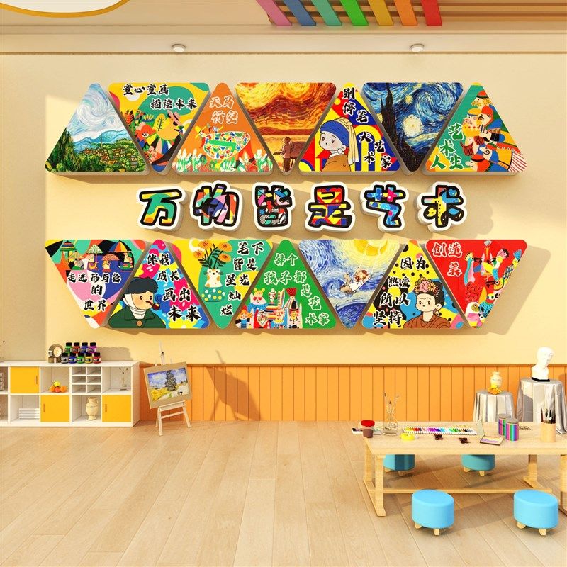 画室展布置美术工区教室墙面装饰氛围幼儿园环创境主题品文化场景,淘宝优惠券,粉丝福利购,淘宝优惠卷