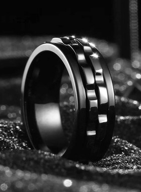 Fashion Punk Style Gear Rotating Anxiety Fidget Ring Titaniu