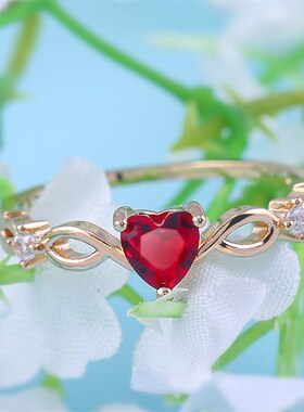 Huitan Simple Heart Ring For Women Female Cute Finger Rings